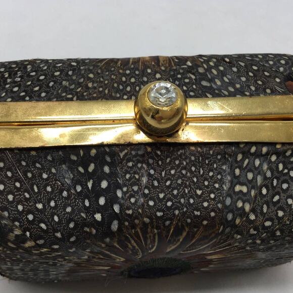 Vintage Comeco Hard Cover Evening Bag Peacock Further - Picture 7 of 8
